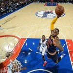 Lebron James dunking on Sixers pic